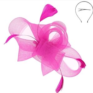 Elegant Pink 3 PC Fascinator Headband Hair Clip Tea Derby Wedding Brunch NWT